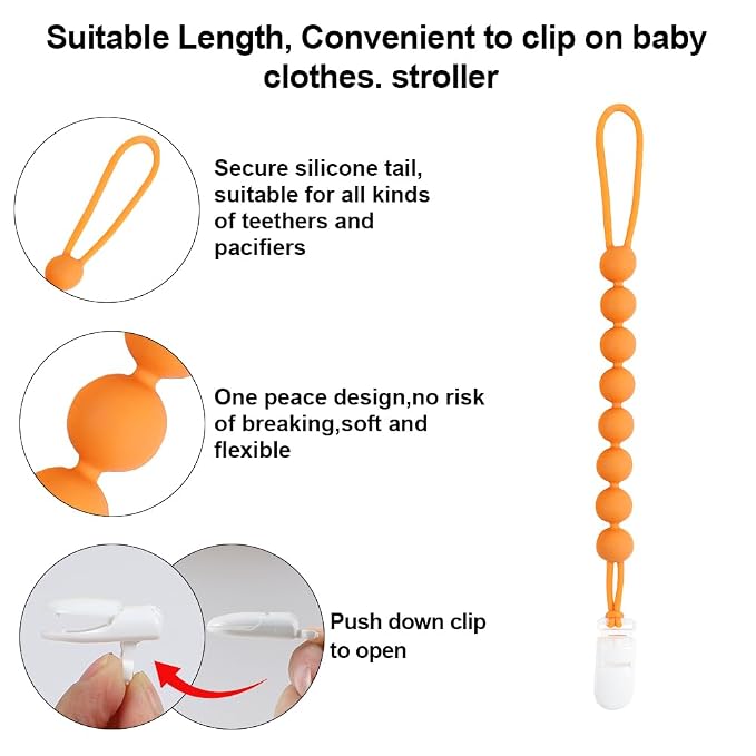 Baby Food Grade Silicone Sport Ball Teether Toy with Pacifier Clip Holder,Teething Toys Gift Set for 3 Months+ Boys and Girls,Freezer Safe,BPA Free. (Basketball)