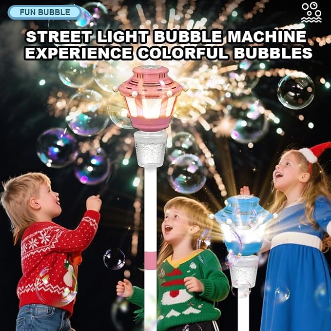 Bubble Machine for Kids Toddlers - Rechargeable Automatic Bubble Machine with Lights & Music, Bubble Blower with Adjustable Stand up to 47 Inch for Backyard Games, Birthday Party, Outdoor Play