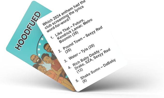 HoodFued 3 Urban Survey Showdown – Black Culture Party Card Game for Game Night, 2 Teams or More, 76 Hilarious Question Cards, Cookout & Reunion Laughs, Trivia Fun