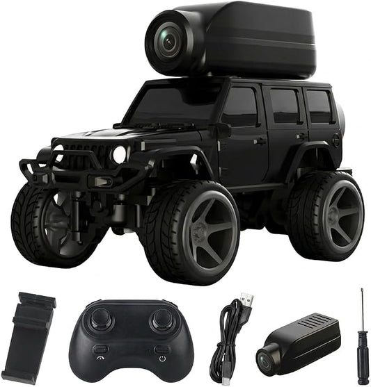 1:64 Mini FPV RC Car, Alloy Crafted Remote Control Truck with HD Camera & Real-Time Video Transmission, Dual Mode Control(App & Remote), Decorative LED Lights, Toy Gift for Adults & Kids