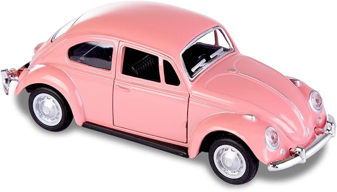 Berry President 1967 Classic Beetle Bug Vintage 1/32 Scale Diecast Metal Pull Back Car Model Toy for Gift Kids (Rose)