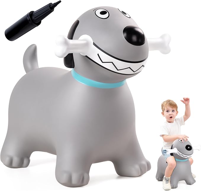 Bouncy Dog Hopper Toys for Toddlers, Inflatable Jumping Animals Hopper, Inflatable Ride on Bouncer Hopping Gifts for Boys Girls 18 Months 2 3 4 5 6 Years Old