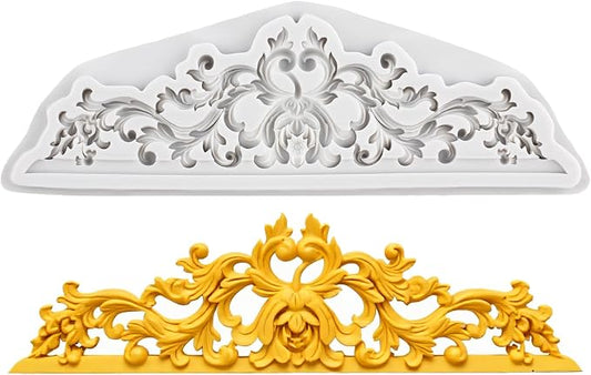 Baroque Polymer Clay Molds Curlicues Scroll Relief Flower Lace Silicone Mold for DIY Crafts Epoxy Resin Casting Air Dry Polymer Clay Plaster Jewelry Making