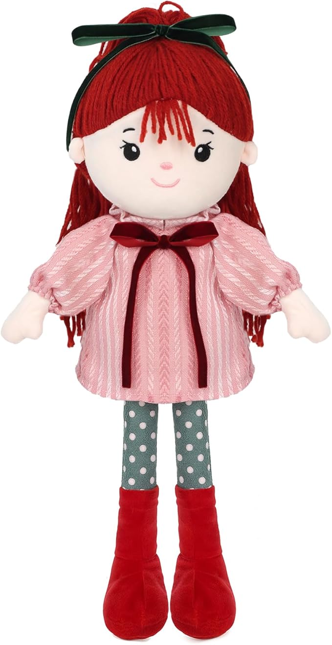 Soft Baby Doll Toys (16'') Baby Rag Doll for Girls Birthday Gifts Cuddly Plush Toys for Toddler Kids (Red)