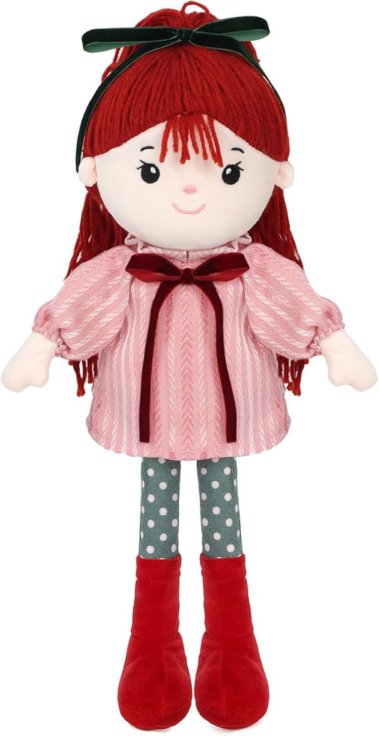Soft Baby Doll Toys (16'') Baby Rag Doll for Girls Birthday Gifts Cuddly Plush Toys for Toddler Kids (Red)