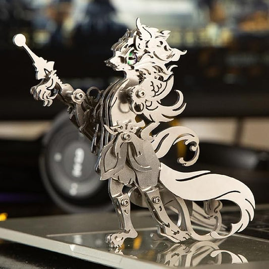 3D Metal Puzzles Toys The Meow Meow Family King and Princess Cat DIY Handmade Assembled Model Kits Ornaments Christmas New Year and Birthday Gifts for Adult (General Cat Silver)
