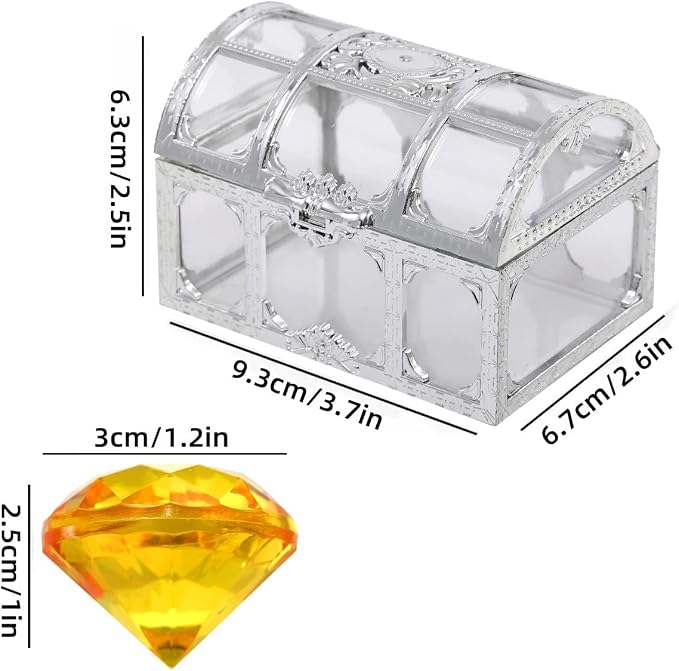 XIJUAN Diving gem Pool Toys Sand Toys,14Colorful Diamond Treasure Chest Summer Swimming gems Pirate Diving Toy Set Underwater Swimming toyChildren's Game Gifts for Boys and Girls(Silver White)