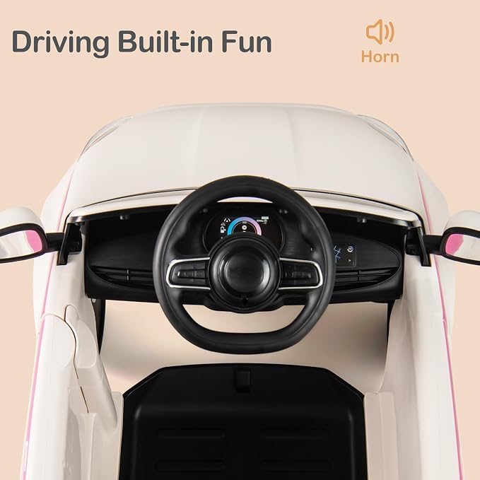Licensed Fiat 500 Ride on Push Car by INFANS, 3 in 1 Baby Stroller Sliding Walking Car with Retractable Footrest, Parent Control Handle, Horn, Foot-to-Floor Toys for Kids Toddlers 18 Month+ (White)