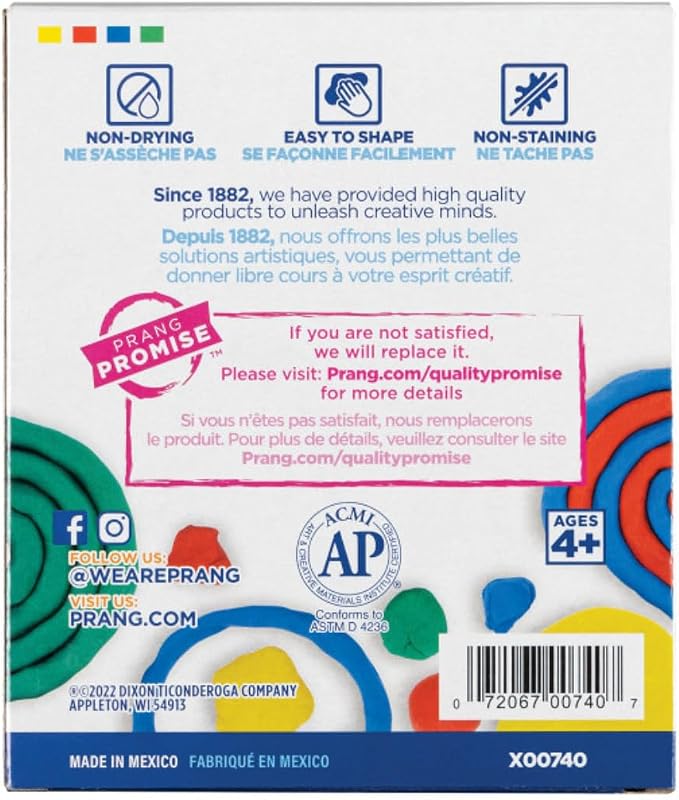 Prang Modeling Clay, Primary Set, 1 lb. Box, Case of 12 Boxes | 1/4 lb. Sticks of Red, Blue, Green, and Yellow, Pliable, Non-Hardening, Non-Staining, Easy Clean-Up