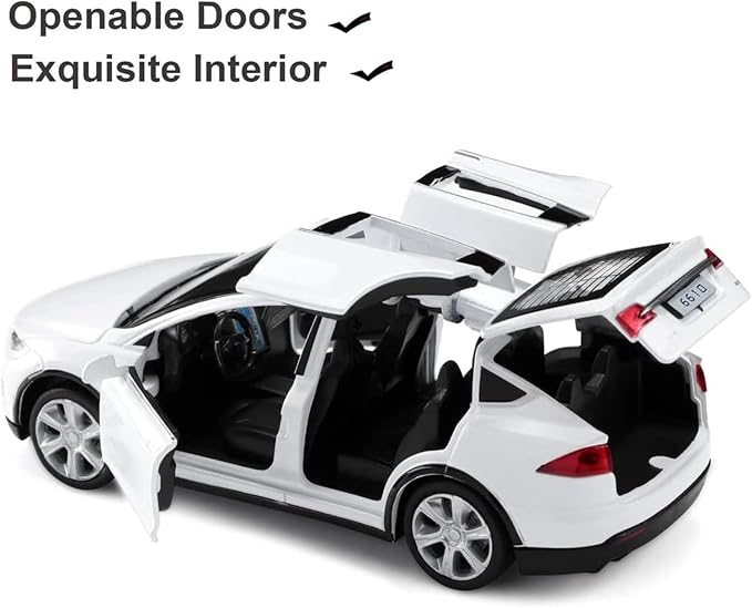 1/32 Model x Metal Die Casting Toy Car for 3 to 12 Year Old Boy Pull Back Car Toy with Sound and Lights (White)
