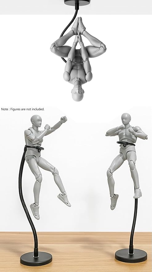 4Pack Action Figure Stand with Magnetic Base –Action Figure Flight Stand with Adjustable Dual-Arm Clip for 6''-7'' Figures – Figurine Stand Compatible with HG RG SD SHF Gundam 1/144 Toy