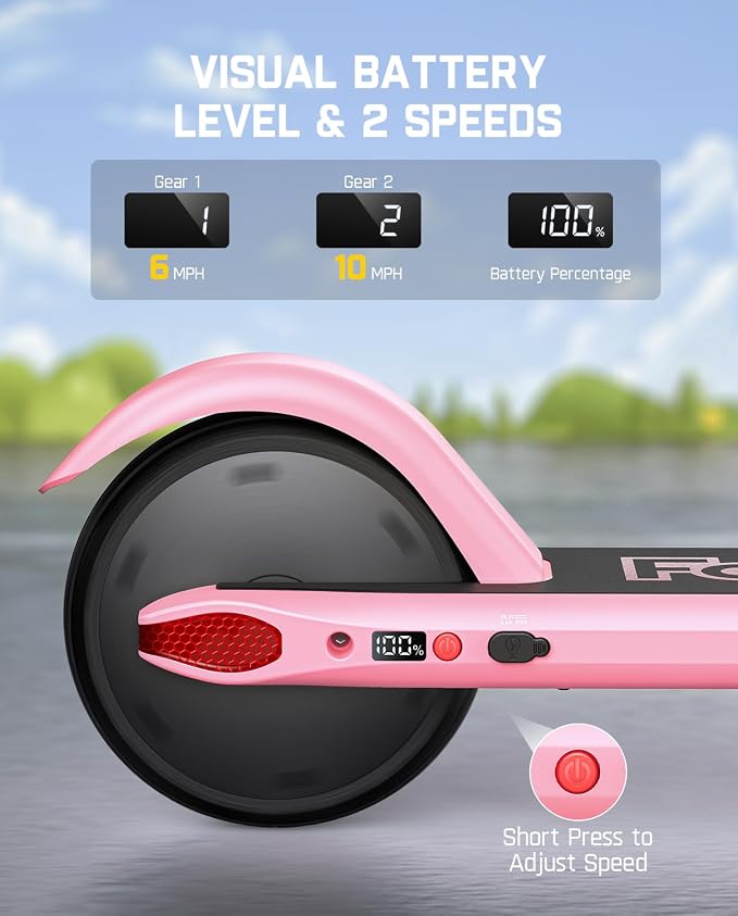 FanttikRide C9 Kids Electric Scooter Ages 8-12, Foldable for Kids 3.9-5.2 ft, 132 lbs, 5 Miles Range, Up to 40 mins Ride Time, 2 Safe Max Speed 6/10 MPH, 3 Adjustable Heights
