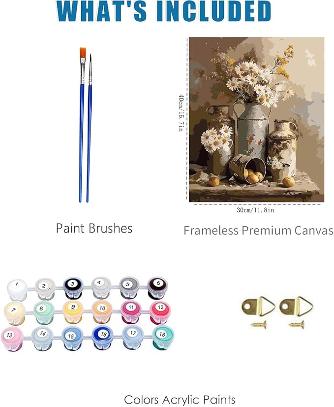 Paint by Numbers for Adults and Kids Beginner, Daisy Flower Painting by Number Kits On Canvas, Number Artist Paint by Number Kit Oil Painting Acrylic Paints, Home Wall Decor Gift 12X16 inch