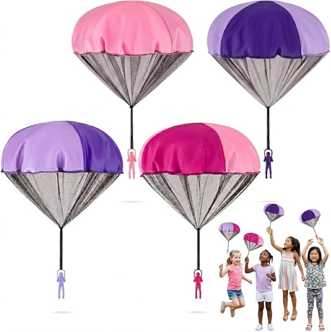 Yeeeasy Tangle-Free Parachute Toys for Kids - Outdoor Flying Game for Boys Girls Age 3-12 - Rip-Stop Hand Throw Army Men Action Figures - STEM Science Gift & Stocking Stuffers - Girls 4Pcs