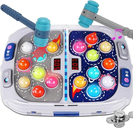 Whack Game Mole for Toddler, Toys for 3-12 Year Old Boys and Girls, Kids Whack Pound Game,Gifts for 3 4 5 6+ Year Old Boys, Interactive Educational Toy with Sound and Light, PK Mode with 2 Hammers