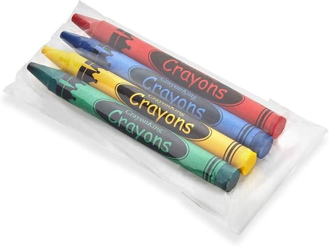 CrayonKing 300 Bulk Crayons, 75 Individually Wrapped 4-Packs | Non-Toxic, Perfect for Restaurants, Perfect for Classrooms, Perfect for Parties, Goodie Bag Fillers, 4 Assorted Colors