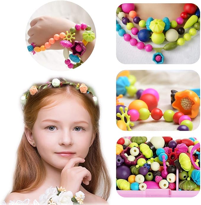 GILI Pop Beads - Jewelry Making Kit for 3 4 5 6 7 8 Year Old Little Girls - Arts and Crafts Toys for Kids Age 4yr-8yr - Necklace Bracelet Creativity Snap Set Top Best Christmas Birthday Gifts (500pcs)