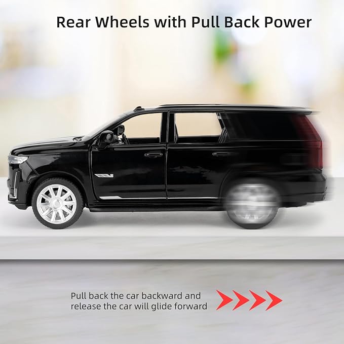 1:32 Scale Car Model Compatible for Collectible Escalade SUV Diecast Toy Vehicle, Zinc Alloy Pull Back Toy Car with Sound and Light for Adult Boys Girls 3 4 5 6 7 8 (Black)