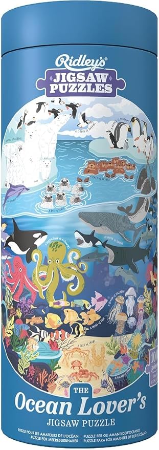 Ridley's Games: Ocean Lovers Jigsaw Puzzle- 1000 Piece Puzzle - Great to Display in a Frame - Birthday Gift for Sea and Beach Lovers - Includes Fun Ocean Facts