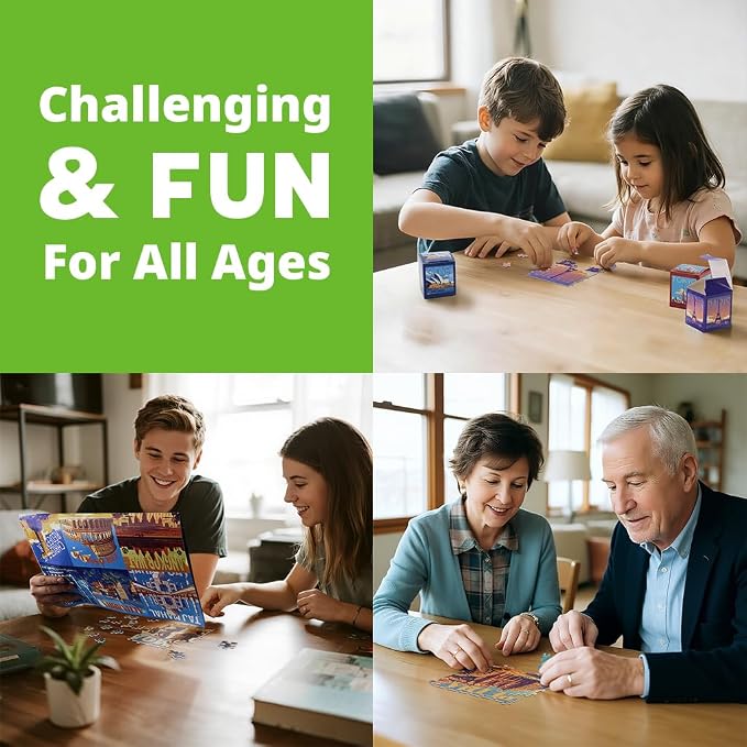 rokt&razo, Global City Tour, 24 Mini Pack Jigsaw Puzzles, 1000 Pieces Daily Challenge Pack with Reference Poster, Advent Calendar, Family Game Nights, Finish Size 27.5 * 19.7 in (Index on the Back)