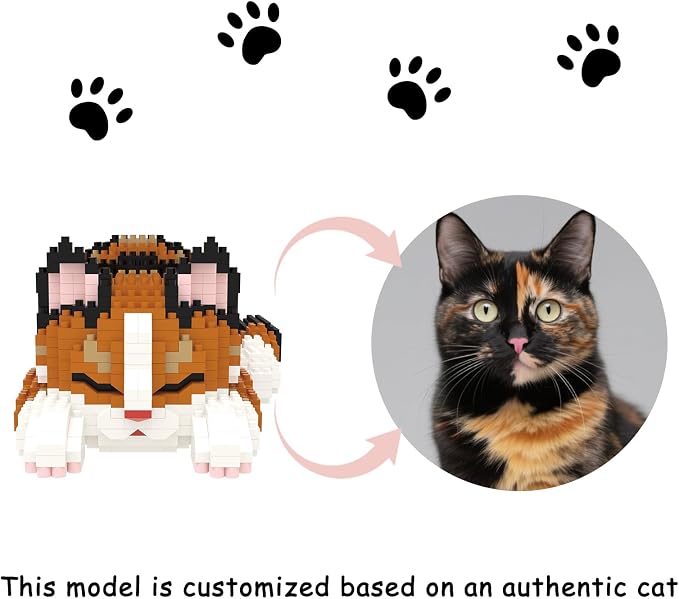 Larcele Micro Building Blocks Set, DIY Mini Building Toy Bricks for Age Over 12 Years, 1027 Pieces KLJM-05 (Tortoiseshell Cat)