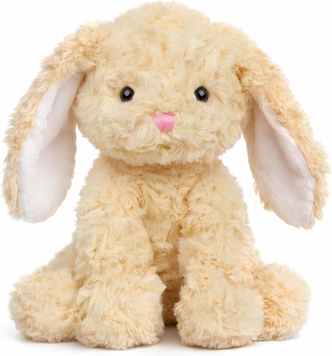 Hopearl Adorable Plush Bunny Toy Floppy Rabbit Ultra Soft Stuffed Animal Holiday Birthday Gift for Boys Girls Kids Toddlers, Brown, 9''