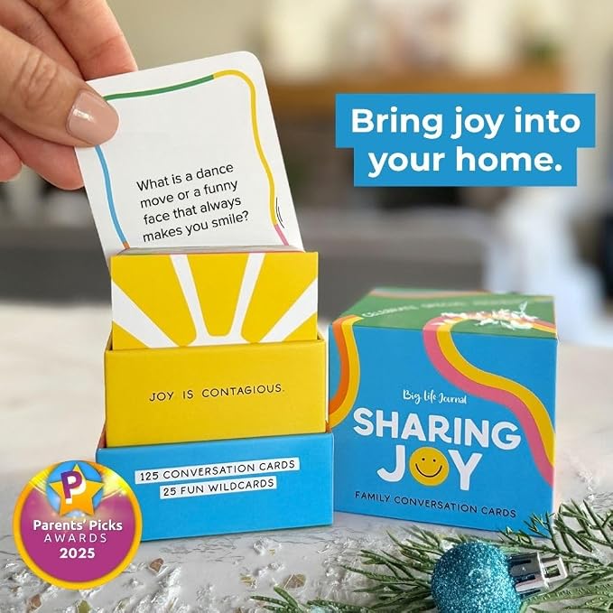 Big Life Journal – Sharing Joy Conversation Cards – 150 Prompts to Spark Joy, Gratitude & Meaningful Conversations – Gift for Families, Kids & Parents for Holidays, Road Trips & Family Dinners