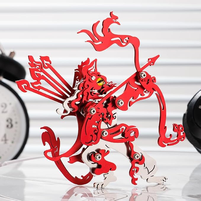 3D Metal Puzzles Toys The Meow Meow Family King and Princess Cat DIY Handmade Assembled Model Kits Kits Ornaments Christmas New Year and Birthday Gifts for Adult (King Cat red)