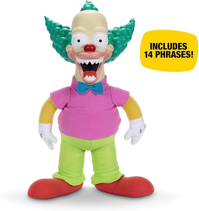 Disney The Simpsons Talking Krusty Doll Plush, 16-Inches Tall Good and Evil Krusty Pull String Doll Toy, from The Classic Treehouse of Horror III Episode