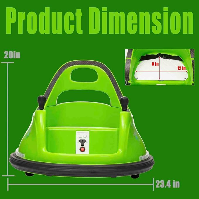 FINITO 12V Ride On Electric Bumper Car for Kids with Remote Control, 360 Degree Spin, LED Lights, Music, Safety Belt for Age 3+ Years Kids, Gift for Boys and Girls