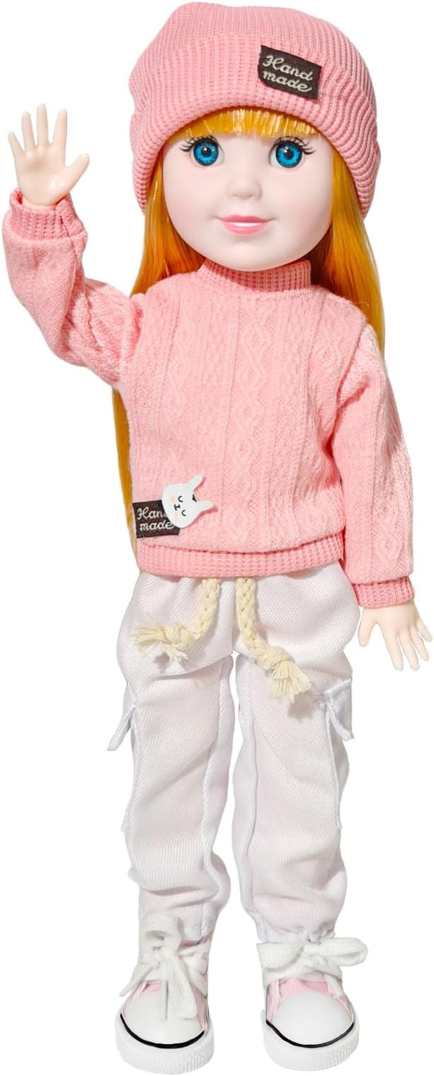 12 Inch BJD Fashion Girl Doll, 15 Movable Joints, Exquisite Hair and Trendy Casual Outfits (Casual wear-Pink)