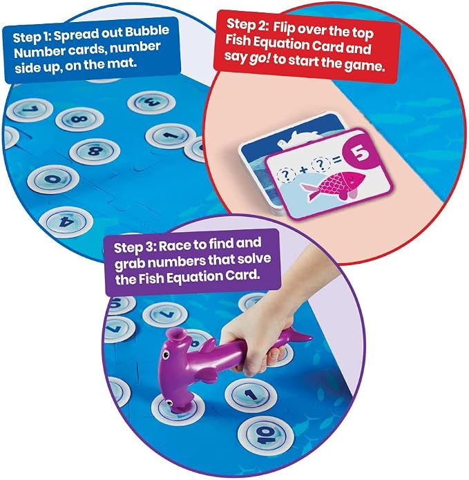 hand2mind Hammerhead Number Hunt! Math Game, Addition and Subtraction Games, Educational Board Games, Fun Games for Family Game Night, Kindergarten Learning Games for Kids Ages 5-7, Kids Learning Toys