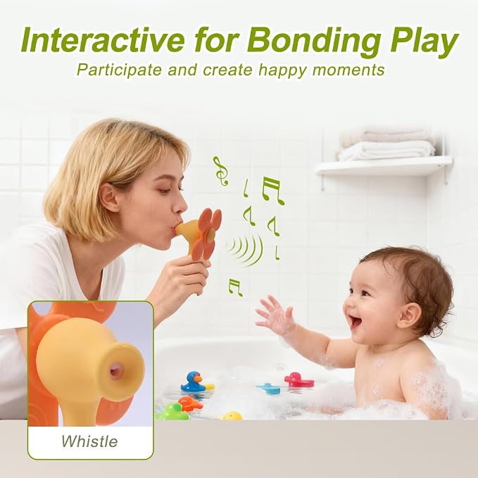 Baby Teething Toys, 2-in-1 Silicone Teether & Montessori Sensory Rattle, BPA-Free Food Grade Teether for Babies 6-18 Months, Easy-Grip Infant Toy for Teething Relief (Orange)