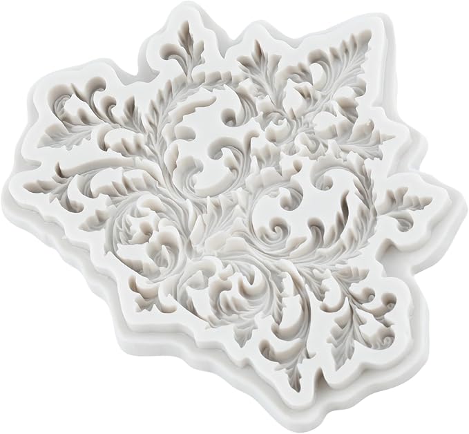 Baroque Relief Flower Lace Silicone Mold Curlicues Scroll Lace Polymer Clay Mold Vintage Filigree Molds for DIY Crafts Epoxy Resin Casting Air Dry Polymer Clay Plaster Jewelry Making