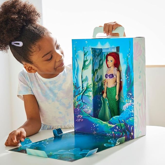 Disney Store Official Ariel Story Doll - 11 Inches - Includes Coloring Book and Additional Dress, Princess Doll in Classic Outfit, Disney Princess Toys