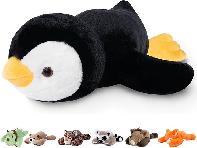 Niuniu Daddy Penguin Weighted Stuffed Animals for Kids & Adults, 20" | 3.3lb Large Weighted Plushies Pillow for Sleeping and Calming, Cute Lying Plush Toy Huggable Gift for Everyday Comfort