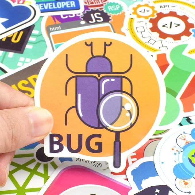 QTL Programming Stickers for Developers, Coding Party Supplies, Waterproof Vinyl Stickers for Water Bottles and Laptop, 50PCS