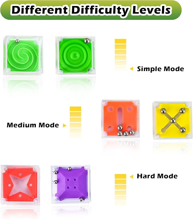 GOLDGE 24 Pcs Balance IQ Maze Game Toy Set - Mini 3D Brain Maze Puzzle Cubes in a Box. Fun Party Favor Games and Ideal Prizes for Kids and Adults
