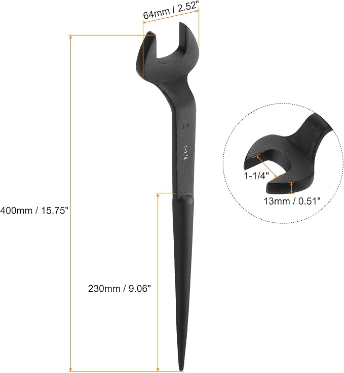 HARFINGTON Single Open End Spanner Wrench 1-1/4-inch 15 Degree Angle Single Open End SAE Construction Spanner Wrenches with 60°Offset Handle for Automotive Mechanical Maintenance