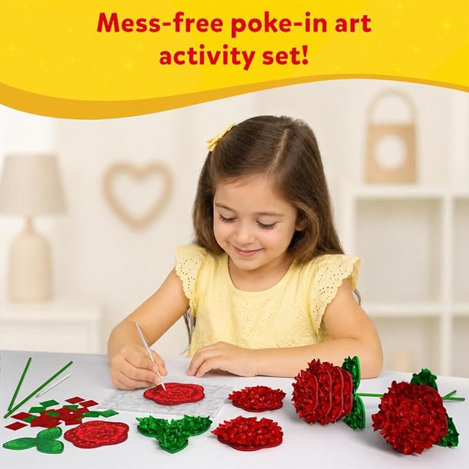 Skillmatics Poke-in Art - Rose Bouquet, Mess-Free Fun for Kids, DIY Wood Craft Kits, Creative Activity, Gifts for Girls & Boys Ages 4, 5, 6, 7, 8, 9, 10, 11, 12
