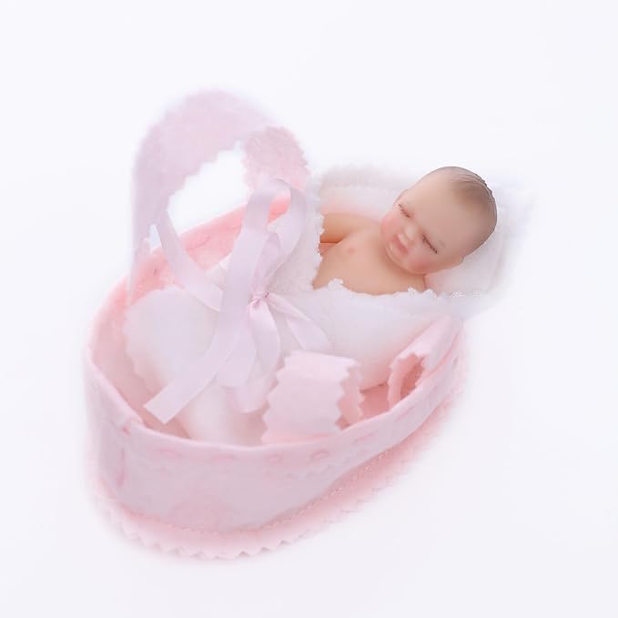 4inch 10CM Mini Platinum Silicone Reborn Baby Doll, Tiny Full Body Silicone Baby Dolls for Stress Relief, Decoration, Gifts, Collectible