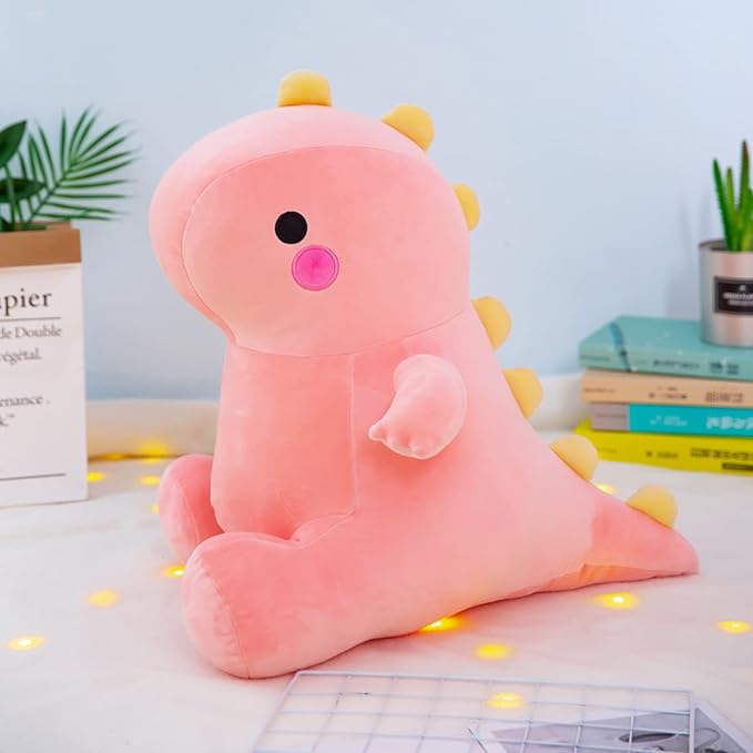 DUANMUL Cute Dinosaur Plush Toys, Fat Dinosaur Stuffed Animals Toys Dolls, Dinosaur Plush Toy Soft Stuffed Animal Dino Plushies Doll Cute Birthday Gifts for Kids Girls Boys (Pink,19in)