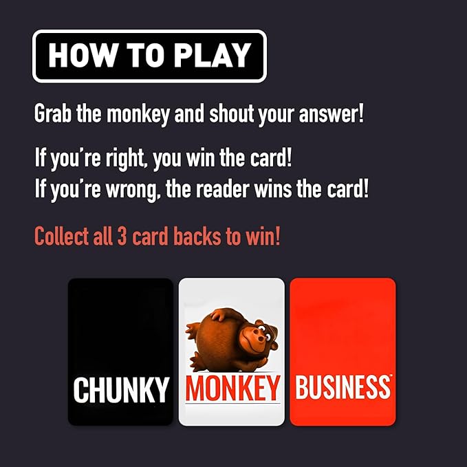 Chunky Monkey Business Party Game – Funny Word Guessing & Fast-Paced Family Game, Hilarious Riddle & Phrase Game for Kids, Teens & Adults, 3–6 Players Ages 10+
