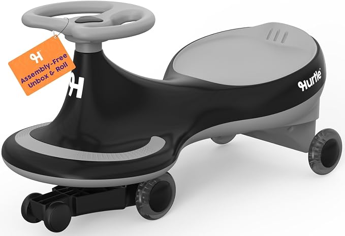 Hurtle Swing Ride On Car, Wiggle Car Toy for Kids, No Pedals, Batteries or Gears, Safe Toddler Ride On Toy with Twist & Go Motion, for Indoor & Outdoor Use, Suitable for Kids Above 2 Years, Black