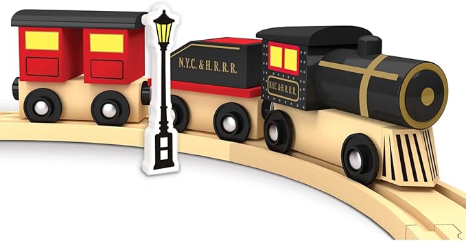 MasterPieces Wood Train Sets - Lionel Original Steam Engine 3 Piece Train Set - Officially Licensed Toddler & Kids Toy