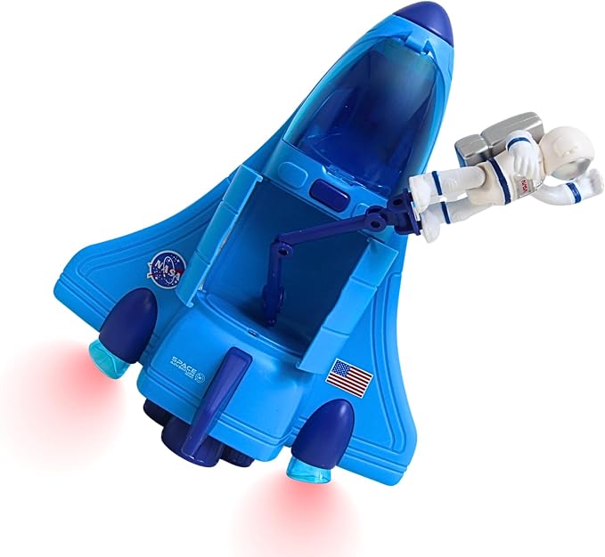Space Adventure Space Shuttle Playset – Licensed Light & Sound Shuttle with Hovercraft, Space Buggy & Astronaut Figures, Plastic Space Toy & Collectible for Kids Ages 3+