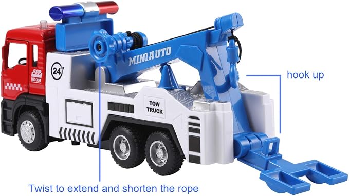 haomsj Toy Tow Truck Pull Back Toy Cars Miniature Carrier Truck Toy for Boys and Girls, Lights and Sound