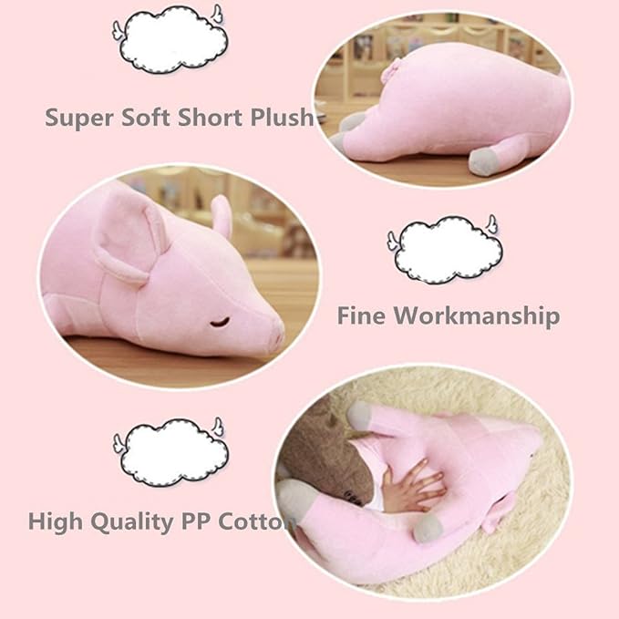 Stuffed Plush Pig Animal Toy 20 Inches Pink Piggy Animal Stuffed Plushies Super Soft Cute Cuddly Pillow Cushion Stuff Dolls Gifts for Children Kids Boys Girls Room Decor Bed Nursery, 20Inches