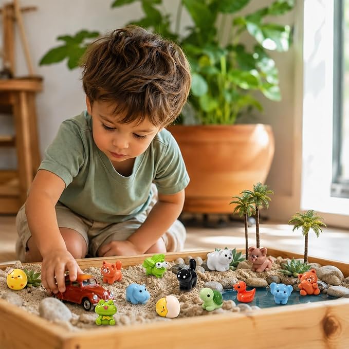 DIYDEC 85pcs Mini Resin Animal, Miniature Figures to Hide Little Tiny Resin Animal Small Duck Toys for Party Favors Bag Fillers Fairy Garden Dollhouse Crafts Decor