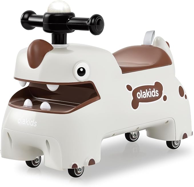 OLAKIDS Ride on Push Car, Kids Foot-to-Floor Sliding Car with Universal Wheels, Light, Sound, Under-Seat Storage, Ride on Toy for Toddlers Boys Girls Aged 3+ Years (White)